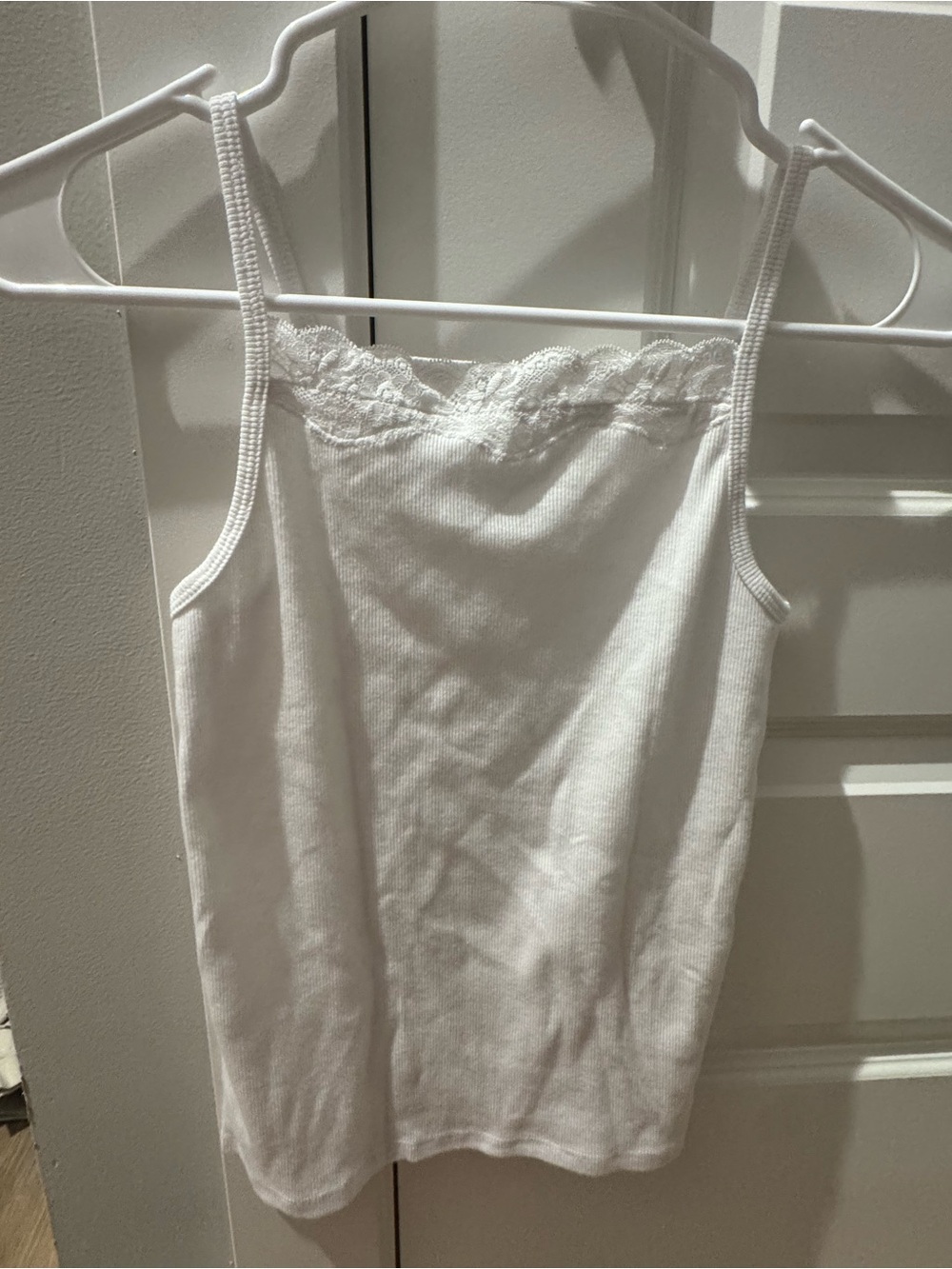 Lace Trim White Kids Cami Tank Top